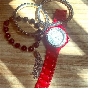 Red Link Watch Crystal Accents